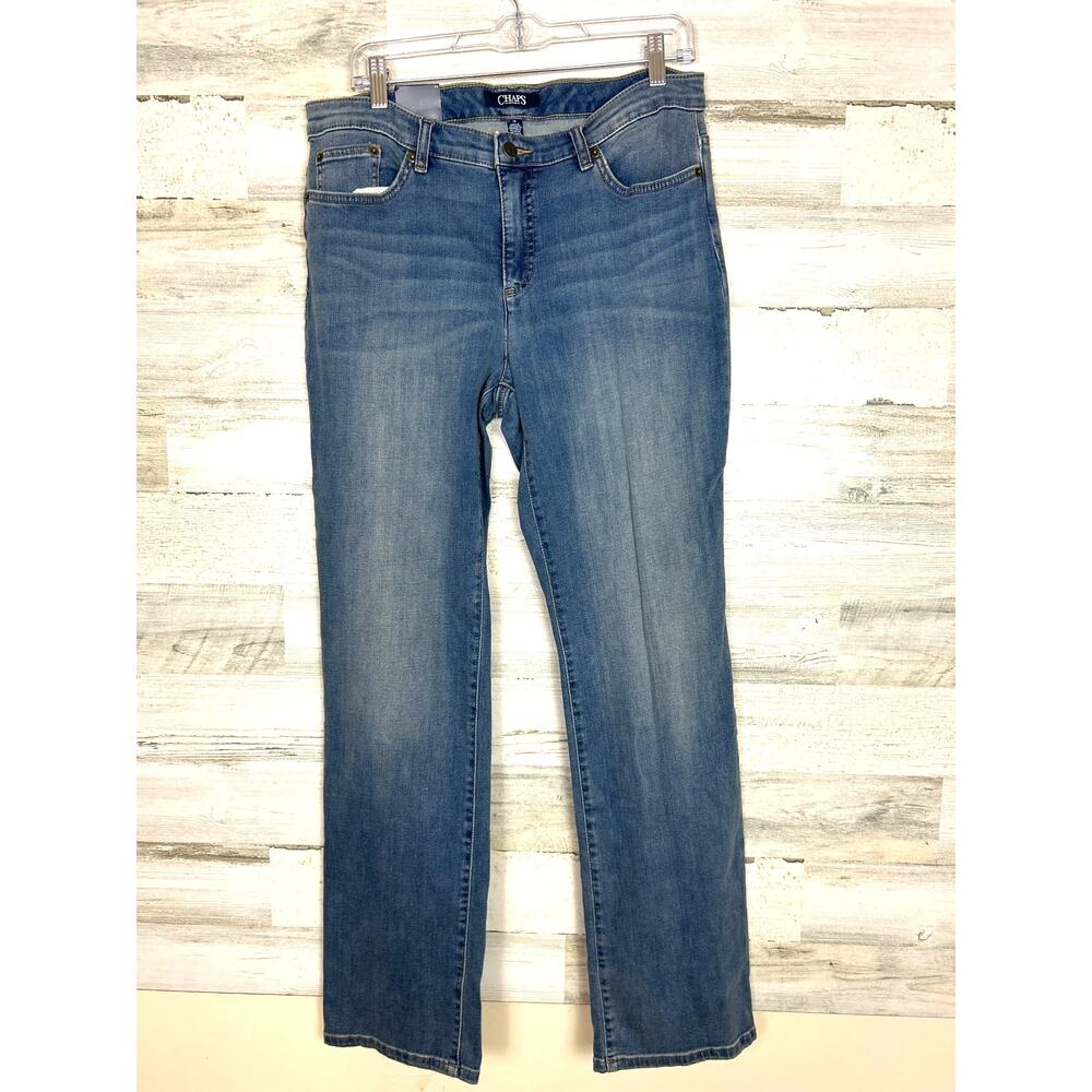 Chaps Madden Womens 12 Straight Slimming Fit Blue Denim Jeans Faded Western NWT